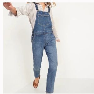 Straight Medium-Wash Jean Overalls - Size 14